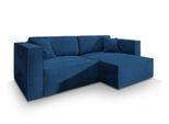 ECKSOFA NERIO M Blau Velours-Stoff mit Schlaffunktion