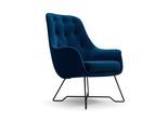 SESSEL SEDUTA, Modern Polstersessel Loungesessel, Velours-Stoff Blau