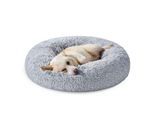 FEANDREA Hundebett, Donut Kissen, waschbar, herausnehmbar, langer Plüsch, L-XXXL hellgrau XL