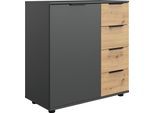 Kombikommode WIMEX "Gibraltar", grau (artisan, eiche, nachbildung, graphit), B:81cm H:83cm T:41cm, Holzwerkstoff, Sideboards, Kombikommode, in 2 Breiten