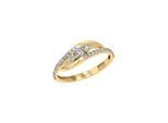 Fingerring AMOR Gr. 52, gelbgoldfarben, kristallweiß, Fingerringe, Damen, 52, Gelbgold 375, 2mm, Fingerring, mit Zirkonia (synth.)