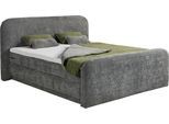Boxspringbett ED EXCITING DESIGN "Arusa", grau (anthrazit), B:204cm L:230cm, 100% Polyester, Komplettbetten, Boxspringbett