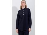 Strukturierter Langarm-Button-Up-Hemd und weiter Hosenanzug