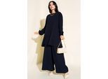Strukturierte Langarm-Tunika und weit geschnittene Hose Set