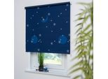Seitenzugrollo LIEDECO "Sternenhimmel" Gr. 5, blau (blau, gelb), B:112cm H:180cm, Polyester, Rollos, Seitenzugrollo