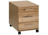 Rollcontainer VOGL MÖBELFABRIK "Toronto", braun (wildeiche), B:45cm H:57cm T:60cm, Holz teilmassiv, Rollwagen, Rollcontainer