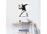 Poster REINDERS "Brandalised - the flower thrower", schwarz (farbe bild(er): schwarz), B:61cm H:91,5cm T:0,1cm, Holzwerkstoff, Bilder, Poster