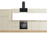 Küchenzeile KOCHSTATION "KS-Sion", beige (küche: natur, korpus: eichefarben, arbeitsplatte: eichefarben hell), B:360cm H:186cm T:60cm, Komplettküchen-Sets, Küchenzeile, Breite 360 cm, schnelle Montage mit OPTIsnap, wahlweise mit E-Geräten