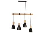 Novel Hängeleuchte, Natur, Schwarz, Holz, Metall, Eiche, vollmassiv, Vintage,Vintage, 90x15x150 cm, RoHS, CE, höhenverstellbar, Lampen & Leuchten, Innenbeleuchtung, Hängelampen, Pendelleuchten