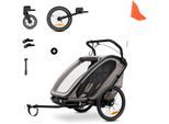 Fahrradkinderanhänger HAUCK "Bike N Walk Duo", Baby, grau (light grau), Fahrradanhänger, für 2 Kinder, inkl. Deichsel