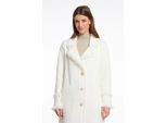 Longstrickjacke RINO & PELLE "CATENA", Damen, Gr. XL (42), weiß (snow weiß), Feinstrick, Obermaterial: 68% Polyamid, 24% Polyester, 8% Viskose, gerade knielang, V-Ausschnitt, leicht ausgefranste Kante, Strickjacken Longstrickjacke, mit Fransendetails und Knöpfen