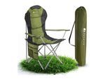 Juskys Campingstuhl Lido mit Getränkehalter & Tasche - Camping Klappstuhl gepolstert - Stuhl Grün