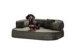Tierlando SHARLEEN VISCO PLUS - Orthopädisches Hundesofa mit kuscheligem Teddystoff dunkles olivgrün 1 m, 40 cm, 80 cm