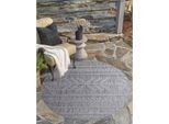 Teppich CARPET CITY "In-& Outdoorteppich Santorini 411, 3D-Effekt, Boho-Optik", grau (anthrazit), H:5mm Ø:160cm, Polypropylen, Teppiche, Teppich, Wetterfest & UV-beständig für Terrasse, Balkon, Küche, Flur