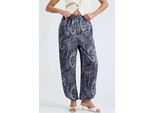 Patroon Broek met Elastieke Taille en Zakken in Baggy Fit