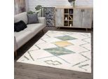 Hochflor-Teppich CARPET CITY "Pulpy 557", grün, B:80cm H:30mm L:300cm, Polypropylen (PP), Teppiche, besonders weich, Ethno Look, ideal für Wohnzimmer & Schlafzimmer
