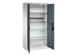 C+P Akkuladeschrank Acurado, abschließbar, mit Inneneinrichtung, B 930 x T 500 x H 1950 mm, Stahl, anthrazitgrau RAL 7016/lichtgrau RAL 7035