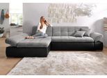 Ecksofa DOMO COLLECTION "MORIC 300x172 cm, XXL-Sofa mit viel Platz, L-Form, auch in Cord", grau (weiß, grau), B:300cm H:80cm T:172cm, Kunstleder SOFTLUX / Struktur (90% Polyester/ 10% Polyacryl);Microfaser PRIMABELLE (100% Polyester)/ Struktur (90% Polyester/ 10% Polyacryl), Sofas, Ecksofa, wahlweise mit Bettfunktion und Armteilverstellung. Schwarz-weiß-grau