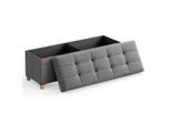 Sitzbox, Grau, Holz, Metall, 110x40x38 cm, als Aufbewahrungsbox verwendbar, Stauraum, Wohnzimmer, Hocker, Sitzwürfel