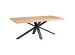 Mid.you Esstisch, Natur, Schwarz, Holz, Metall, Holzwerkstoff, Eiche, furniert, rechteckig, eckig, 100x76x200 cm, Esszimmer, Tische, Esstische
