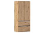 Rauch Möbel Drehtürenschrank, Eiche Artisan, Holzwerkstoff, 1 Fächer, 2 Schublade(n) Schubladen, 91x197x54 cm, Blauer Engel, BQ - Bündnis für Qualität, Made in Germany, Schlafzimmer, Kleiderschränke, Drehtürenschränke