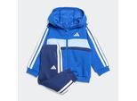 Trainingsanzug ADIDAS SPORTSWEAR "I 3S TIB FL SET", Mädchen, Gr. 80, weiß (royal blau, glow blau, dunkelblau, weiß), Obermaterial: 70% Baumwolle, 30% Polyester, Sportanzüge Trainingsanzug, für Babys und Kleinkinder, zweiteiliges Set, aus Baumwolle