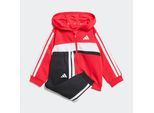 Trainingsanzug ADIDAS SPORTSWEAR "I 3S TIB FL SET", Mädchen, Gr. 92, weiß (pure ruby, weiß, schwarz), Obermaterial: 70% Baumwolle, 30% Polyester, Sportanzüge Trainingsanzug, für Babys und Kleinkinder, zweiteiliges Set, aus Baumwolle