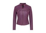 Dames paars slim-fit leren bikerjack - Maldon