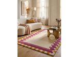 Wollteppich geometrisch Rosa-Gelb 120 x 170 cm - WENSUM Kadima