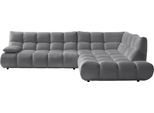 Ecksofa HOME AFFAIRE "Cozy Bubble, mit klappbarer Armlehne, Breite 324 cm", grau, B:324cm H:85cm T:211cm, 100% Polyester, Sofas, Ecksofa, mit eleganter Steppung, Rundumbezug & weicher Polsterung