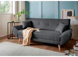 3-Sitzer HOME AFFAIRE "Basta komfortable Wellenunterfederung, Breite 205cm, bodenfrei", schwarz, B:205cm H:80cm T:82cm, (100% Polyester) Struktur fein (100% Polyester) Chenille, Sofas, 3-Sitzer