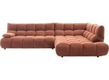 Ecksofa HOME AFFAIRE "Cozy Bubble, mit klappbarer Armlehne, Breite 324 cm", braun (rusty), B:324cm H:85cm T:211cm, 95% Polyester, 5% Nylon, Sofas, Ecksofa, mit eleganter Steppung, Rundumbezug & weicher Polsterung