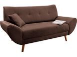 2-Sitzer HOME AFFAIRE "Basta, komfortable Wellenunterfederung, Breite 174cm", braun (dunkelbraun), B:174cm H:80cm T:82cm, 100% PES (Polyester), Sofas, 2-Sitzer