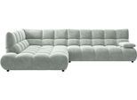 Ecksofa HOME AFFAIRE "Cozy Bubble, mit klappbarer Armlehne, Breite 324 cm", grau (silber), B:324cm H:85cm T:211cm, 100% Polyester, Sofas, Ecksofa, mit eleganter Steppung, Rundumbezug & weicher Polsterung