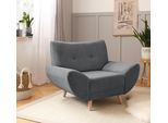 Sessel HOME AFFAIRE "Basta komfortable Wellenunterfederung, Breite 112cm", grau (dunkelgrau), B:112cm H:80cm T:82cm, (100% Polyester) Struktur fein (100% Polyester) Chenille, Sessel, Sessel
