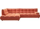 Ecksofa HOME AFFAIRE "Cozy Bubble, mit klappbarer Armlehne, Breite 324 cm", orange (aperol), B:324cm H:85cm T:211cm, 100% Polyester, Sofas, Ecksofa, mit eleganter Steppung, Rundumbezug & weicher Polsterung