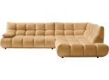 Ecksofa HOME AFFAIRE "Cozy Bubble, mit klappbarer Armlehne, Breite 324 cm", beige (old, gold), B:324cm H:85cm T:211cm, 100% Polyester, Sofas, Ecksofa, mit eleganter Steppung, Rundumbezug & weicher Polsterung