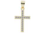 Kettenanhänger ADELIA´S "Anhänger – Kreuz Kreuzanhänger aus 925 Silber mit Zirkonia", gold, Schmuckanhänger, Damen, Silber 925 (Sterlingsilber), Kettenanhänger, Ein kleines Geschenk mit großer Wirkung