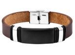 Armband ADELIA´S "Armband aus Edelstahl 21 cm", braun (schwarz), Armbänder, Damen, 21cm, Edelstahl, Armband, Ideal als Geschenk – dezent und elegant