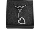 Kette ohne Anhänger ADELIA´S "Halskette – Ankerkette aus Edelstahl mit Zirkonia 48 cm", silber, Halsketten, Damen, 48cm, Edelstahl, Ideal als Geschenk für besondere Anlässe