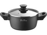 Kochtopf PINTINOX "Pinti Power", grau (schwarz, edelstahlfarben), Ø:24cm, Töpfe, Suppentopf Fleischtopf Kochtopf, 2-lagige Antihaftbeschichtung, Induktion, inkl. Glasdeckel