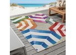Teppich SANSIBAR "Rantum Beach SA-019", bunt, B:100cm H:5mm L:200cm, Polypropylen, Teppiche, Teppich, Flachgewebe, modernes Design, Sonnenschirme, In- und Outdoor geeignet