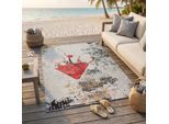 Teppich SANSIBAR "Rantum Beach SA-027", bunt (rot multi), B:100cm H:3mm L:200cm, Polypropylen, Teppiche, Teppich, Flachgewebe, modernes Design, In- und Outdoor geeignet