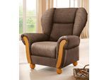 Sessel HOME AFFAIRE "Milano, bequemer Ohrensessel im Landhaus-Stil, Breite 99cm", braun, B:99cm H:107cm T:89cm, Chenille (70% Polyacryl, 30% Polyester);Chenille (70% Polyacryl, 30% Polyester) auf Korpus und Zierkissen, Sitz und Rücken im Blumenmuster »Paradise« (100% Polyester), Sessel, Sessel, Hochlehnsessel