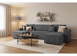 Wohnlandschaft OTTO HOME "CASSI U-Form, 311cm - OTTO. Verlässliche Qualität.", anthrazit, B:311cm H:79cm T:145cm, Sofas, Wohnlandschaft, Schlaffunktion (133/200), Bettkasten, Tonnentaschen-Federkern, Cord