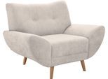 Sessel HOME AFFAIRE "Basta komfortable Wellenunterfederung, Breite 111cm", beige (weiß), B:111cm H:82cm T:87cm, 100% Polyester, Sessel, Sessel