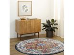 Teppich LIVABLISS "MUNICH", mehrfarbig, B:120cm H:11,43mm L:120cm, Polypropylen (PP), Teppiche, Teppich, Vintage Orient Teppich im Boho Stil