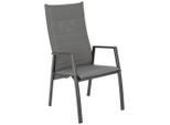 Amatio Basic Gartensessel, Anthrazit, Dunkelgrau, Metall, Textil, eckig, Flachrohr, 56x110x65 cm, Gartenmöbel, Gartenstühle, Gartenstühle