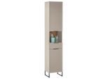 Hochschrank Denver, Eiche, Kaschmir, Metall, 3 Fächer, 1 Schublade(n) Schubladen, einzeln stellbar, 38x195x32 cm, Zusatzausstattung erhältlich, stehend, Badezimmer, Badezimmerschränke, Hochschränke