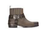 Herren-Cowboy-Stiefeletten aus Leder, brauner Biker-Western-Jagdstiefel mit quadratischer Zehenpartie